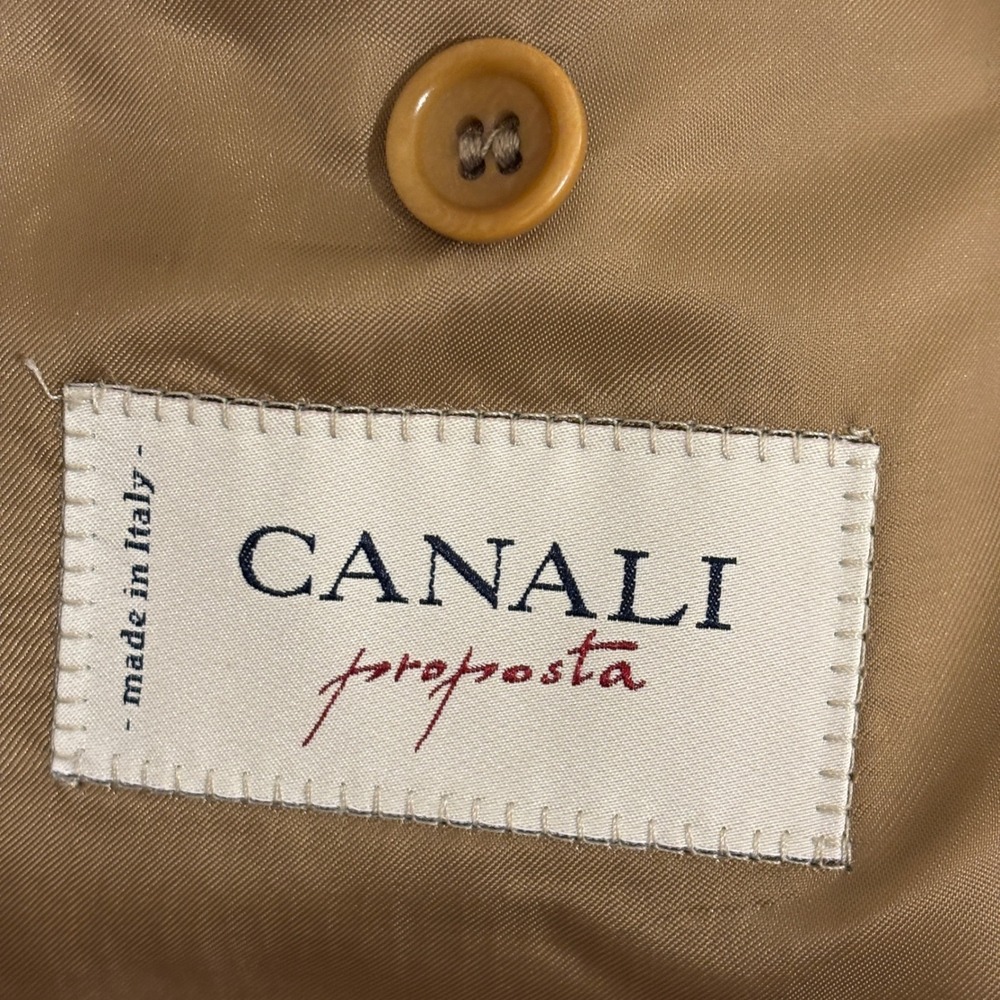 Canali Proposta Wool Tan Brown Plaid Sport Coat Blazer Mens US 46R Fully Lined - Picture 2 of 14